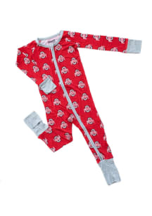 Ohio State Buckeyes Baby Red Double Zipper Loungewear One Piece Pajamas