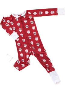 Indiana Hoosiers Baby Cardinal Double Zipper Loungewear One Piece Pajamas