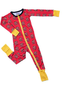 Maryland Terrapins Baby Red Double Zipper Loungewear One Piece Pajamas