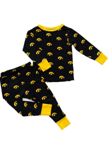 Iowa Hawkeyes Kids Black Top and Bottom Loungewear PJ Set