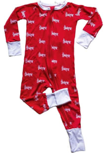 Nebraska Cornhuskers Baby Red Double Zipper Loungewear One Piece Pajamas
