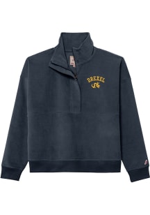 Drexel Dragons Womens Navy Blue Corded Qtr Zip
