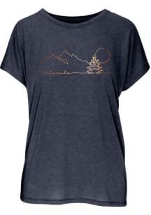 Colorado Womens Navy Blue Mountain Landscape Short Sleeve T-Shirt