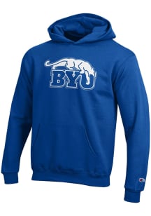 Champion BYU Cougars Youth Blue Team Logo Long Sleeve Hoodie