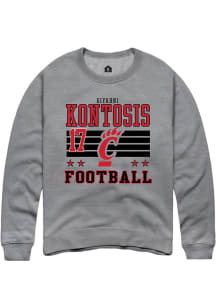 Giyahni Kontosis Cincinnati Bearcats Mens Grey Football NIL Striped Player Crew