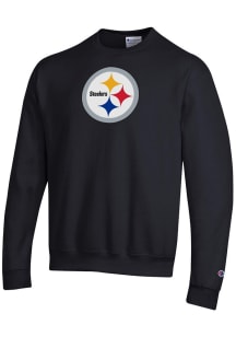 Champion Pittsburgh Steelers Mens Black Powerblend Long Sleeve Crew Sweatshirt