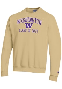 Champion Washington Huskies Mens Gold Font Class of 2027 Powerblend Long Sleeve Crew Sweatshirt