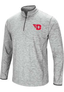 Colosseum Dayton Flyers Mens Grey Sprint Long Sleeve Qtr Zip Pullover