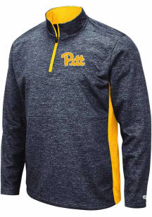 Colosseum Pitt Panthers Mens Black Sanjay Fleece Long Sleeve Qtr Zip Pullover