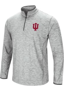 Colosseum Indiana Hoosiers Mens Grey Sprint Long Sleeve Qtr Zip Pullover