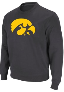 Colosseum Iowa Hawkeyes Mens Black Stadium Team Logo Long Sleeve Crew Sweatshirt