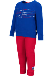 Colosseum Kansas Jayhawks Toddler Girls Crystal Ball Top and Bottom Set Blue