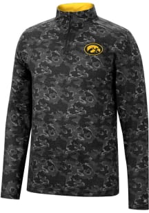 Colosseum Iowa Hawkeyes Mens Black Tivo Camo Long Sleeve Qtr Zip Pullover