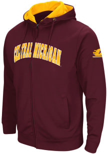 Colosseum Central Michigan Chippewas Mens Maroon Henry Fleece Long Sleeve Full Zip Jacket
