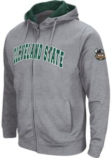 Colosseum Cleveland State Vikings Mens Grey Henry Fleece Long Sleeve Full Zip Jacket