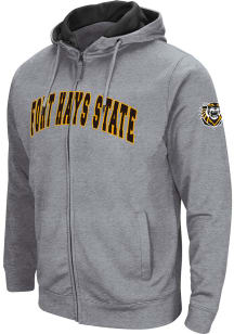 Colosseum Fort Hays State Tigers Mens Grey Henry Fleece Long Sleeve Full Zip Jacket