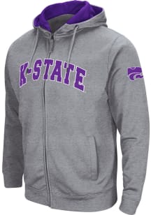 Colosseum K-State Wildcats Mens Grey Henry Fleece Long Sleeve Full Zip Jacket