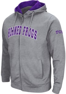 Colosseum TCU Horned Frogs Mens Grey Henry Fleece Long Sleeve Full Zip Jacket