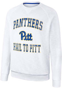 Colosseum Pitt Panthers Mens White Reggie Long Sleeve Crew Sweatshirt