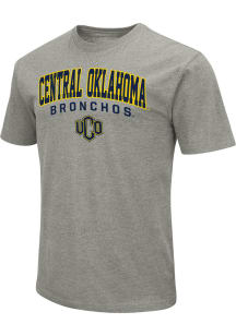 Colosseum Central Oklahoma Bronchos Grey Heather Playbook Arch Mascot Short Sleeve T Shirt