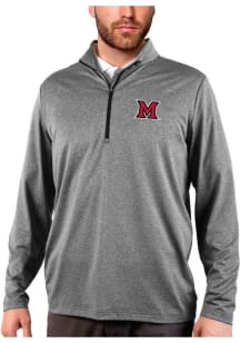 Antigua Miami RedHawks Mens Black Rally Long Sleeve Qtr Zip Pullover