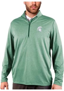 Antigua Michigan State Spartans Mens Green Rally Long Sleeve Qtr Zip Pullover