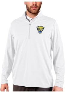 Antigua Pitt Panthers Mens White Rally Long Sleeve Qtr Zip Pullover