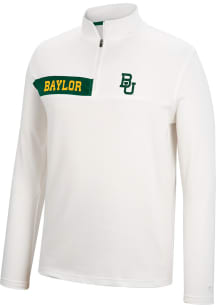 Colosseum Baylor Bears Mens White Harrington Long Sleeve Qtr Zip Pullover