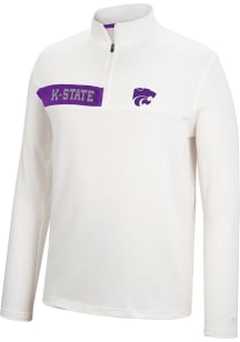 Colosseum K-State Wildcats Mens White Harrington Long Sleeve Qtr Zip Pullover