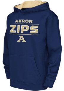 Colosseum Akron Zips Youth Blue Block Name Drop Long Sleeve Hoodie