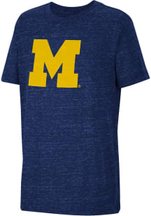 Colosseum Michigan Wolverines Youth Blue Knobby Primary Logo Short Sleeve T-Shirt