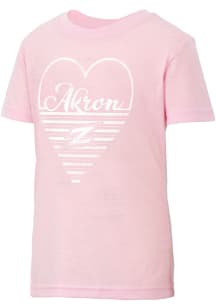 Colosseum Akron Zips Girls Pink Knobby Heart Short Sleeve Tee