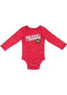 Brutus Buckeye  Colosseum Ohio State Buckeyes Baby Red Knobby Fun Design Long Sleeve One Piece