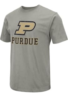 Colosseum Purdue Boilermakers Grey Distressed Short Sleeve T Shirt