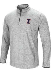 Colosseum Illinois Fighting Illini Mens Grey Sprint Long Sleeve Qtr Zip Pullover