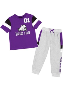 Colosseum TCU Horned Frogs Toddler Purple Horse Race Set Top and Bottom