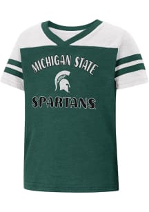 Colosseum Michigan State Spartans Toddler Girls Green Piecrust Promise Short Sleeve Fashion T-Shir..