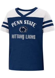Colosseum Penn State Nittany Lions Toddler Girls Navy Blue Piecrust Promise Short Sleeve Fashion T..