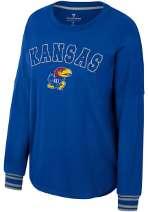 Colosseum Kansas Jayhawks Womens Blue Isnt She Lovely LS Tee
