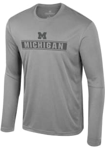 Colosseum Michigan Wolverines Grey Heather Gradey Long Sleeve T-Shirt