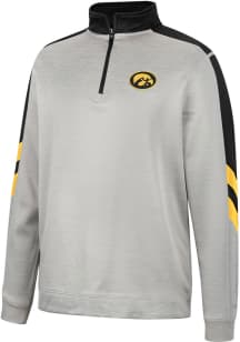 Colosseum Iowa Hawkeyes Mens Grey Bushwood Fleece Long Sleeve Qtr Zip Pullover