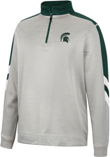 Colosseum Michigan State Spartans Mens Grey Bushwood Fleece Long Sleeve Qtr Zip Pullover