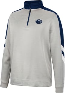 Colosseum Penn State Nittany Lions Mens Grey Bushwood Fleece Long Sleeve Qtr Zip Pullover