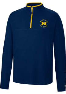 Colosseum Michigan Wolverines Mens Blue Spaulding Long Sleeve Qtr Zip Pullover