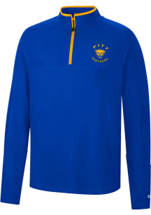 Colosseum Pitt Panthers Mens Blue Spaulding Long Sleeve Qtr Zip Pullover