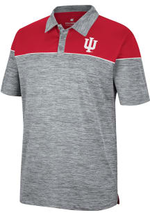 Colosseum Indiana Hoosiers Mens Grey Birdie Short Sleeve Polo