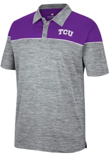 Colosseum TCU Horned Frogs Mens Grey Birdie Short Sleeve Polo