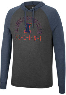 Colosseum Illinois Fighting Illini Mens Charcoal Zen Philosopher Tee Fashion Hood