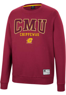 Colosseum Central Michigan Chippewas Mens Maroon Scholarship Fleece Long Sleeve Crew Sweatshirt