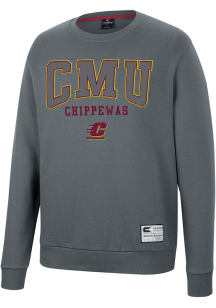 Colosseum Central Michigan Chippewas Mens Charcoal Scholarship Fleece Long Sleeve Crew Sweatshirt